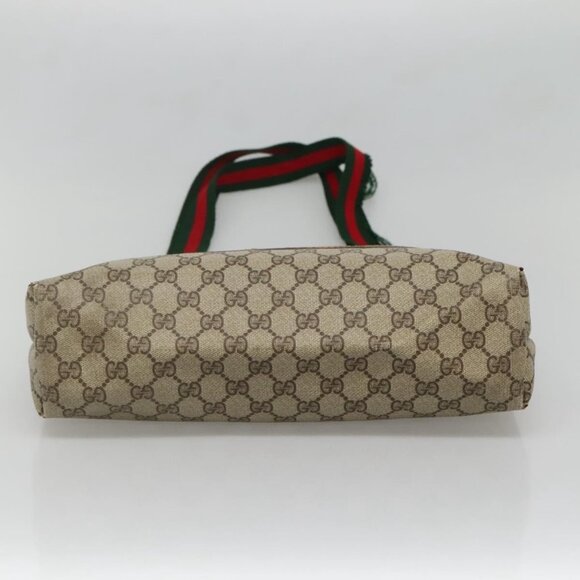 GUCCI GG Supreme Web Sherry Line Tote Bag PVC Beige Gold - Picture 8 of 16